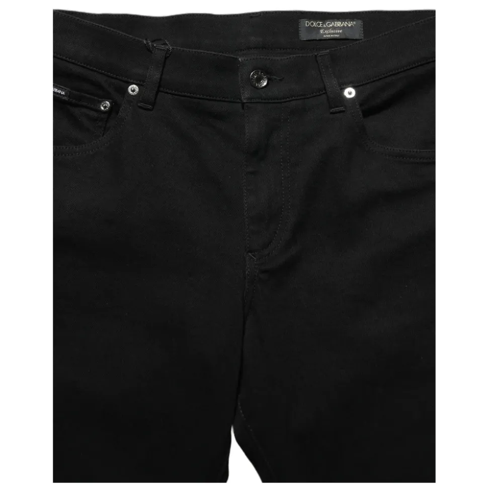 Heraldic Embroidered Skinny Denim Jeans