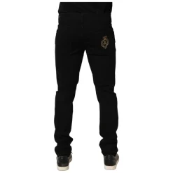 Heraldic Embroidered Skinny Denim Jeans
