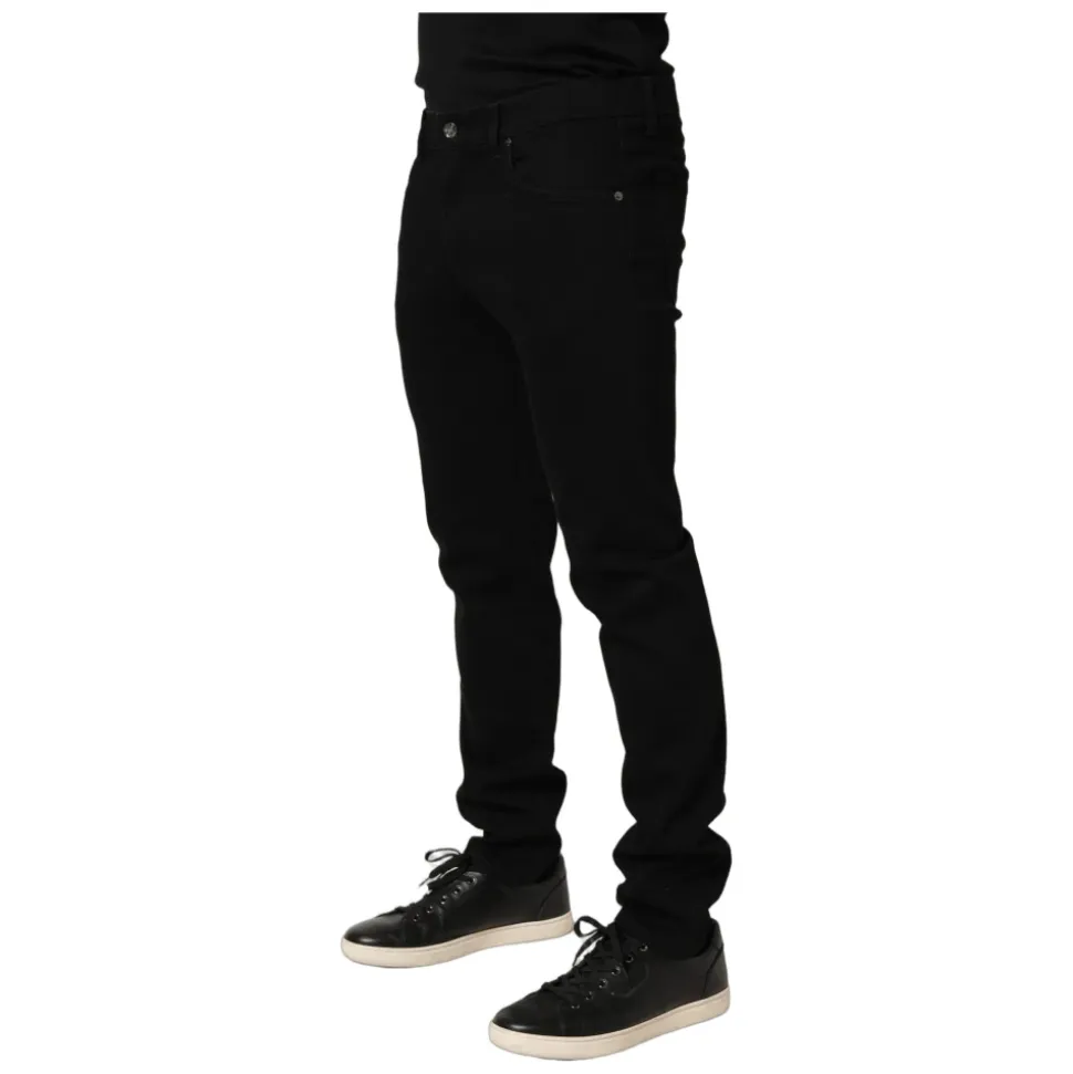 Heraldic Embroidered Skinny Denim Jeans