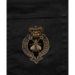 Heraldic Embroidered Skinny Denim Jeans