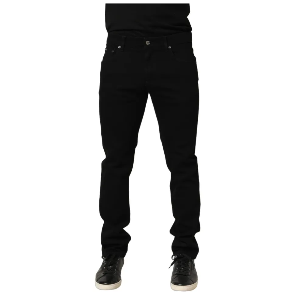 Heraldic Embroidered Skinny Denim Jeans