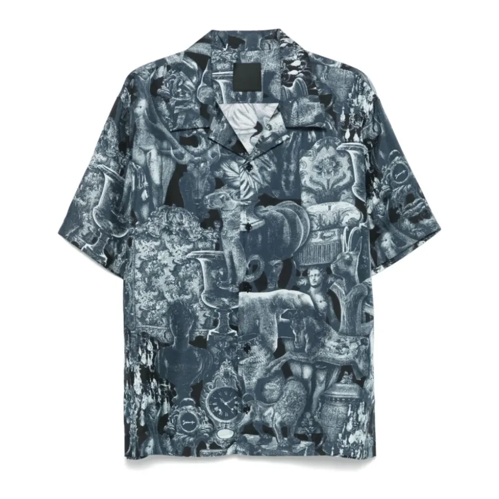 Hubert Objects Print Silk Shirt