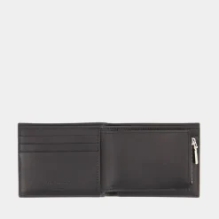 2in1 Leather Wallet - Black/Silver