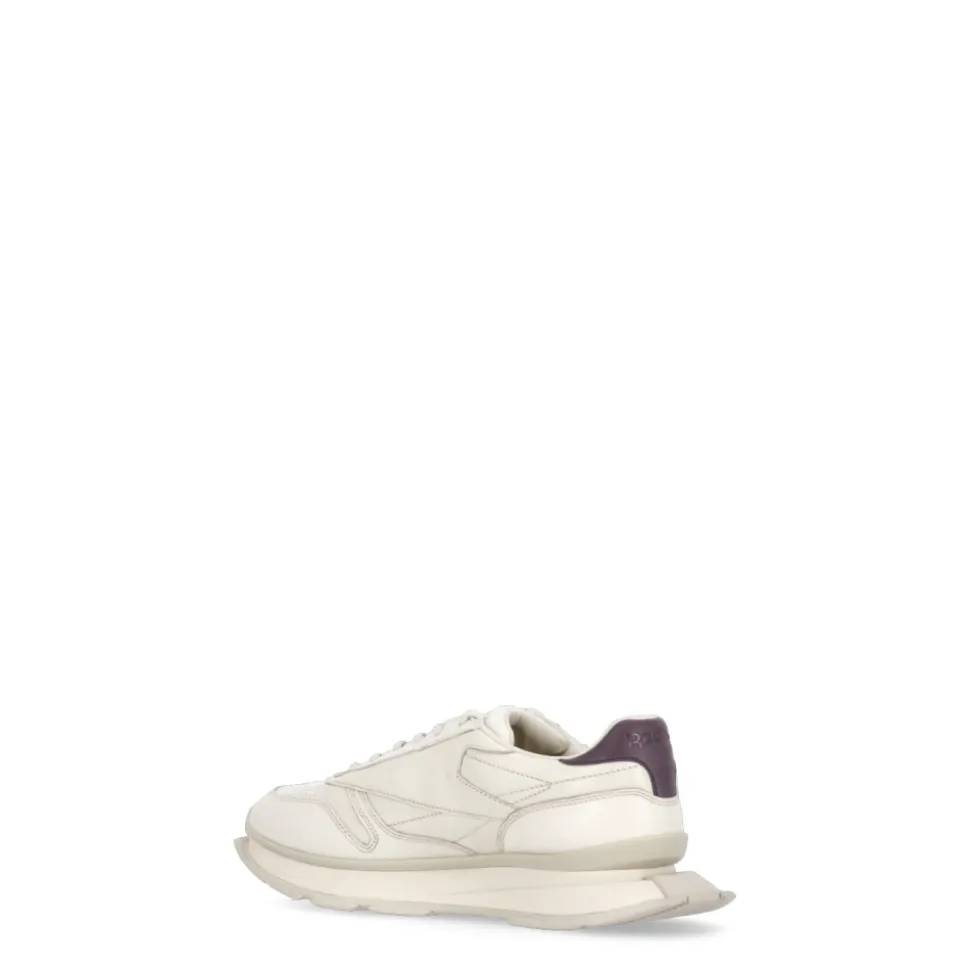 Ivory Leather Sneakers Round Toe