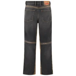 Jeans in dark gray denim straight and wide