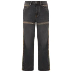 Jeans in dark gray denim straight and wide