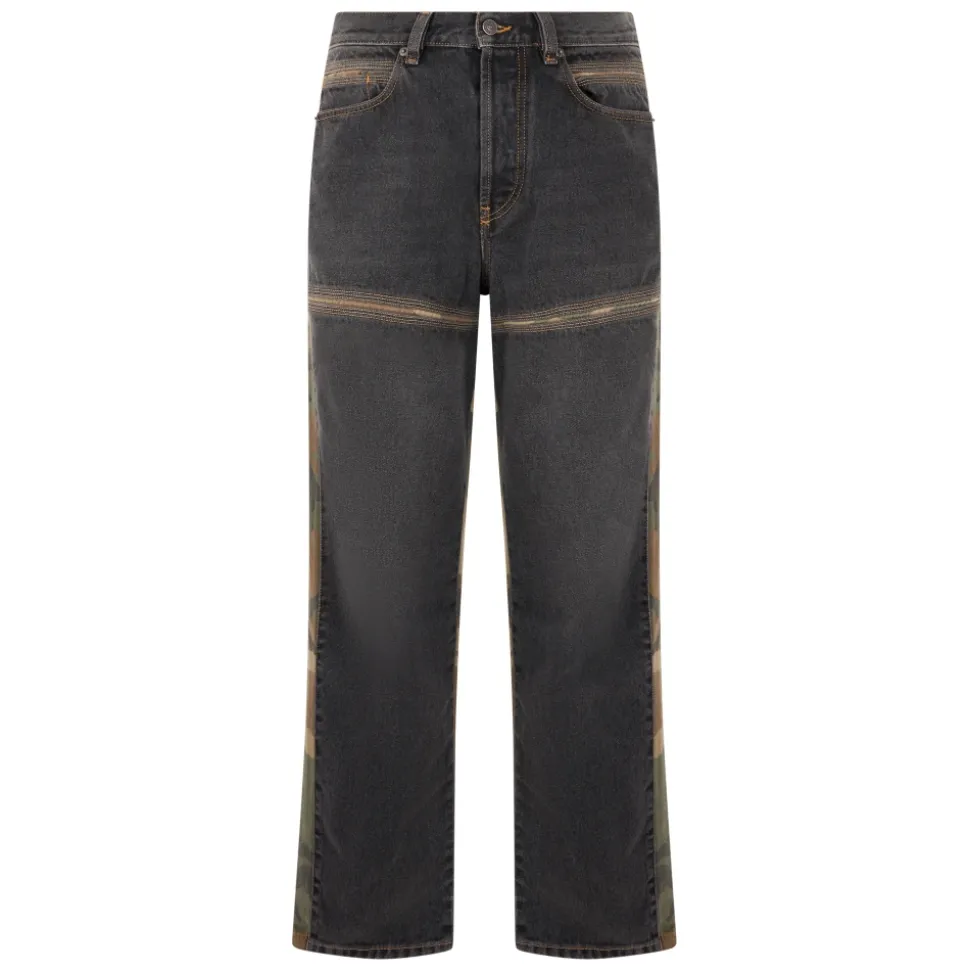 Jeans in dark gray denim straight and wide
