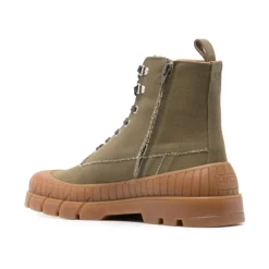 Khaki Lace-Up Rubber Sole Sneakers