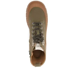 Khaki Lace-Up Rubber Sole Sneakers
