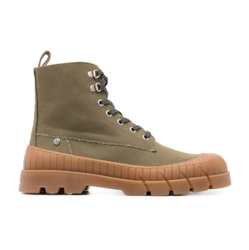 Khaki Lace-Up Rubber Sole Sneakers