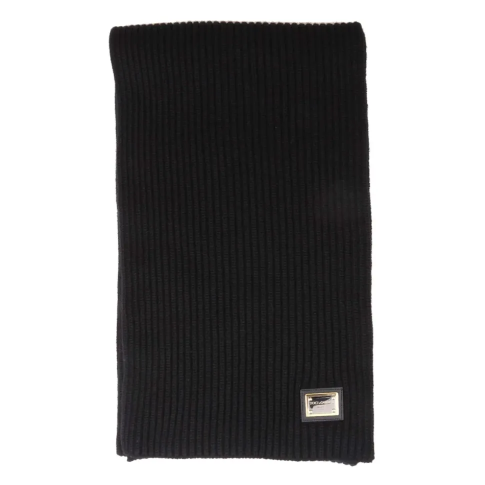 Knit Cashmere Scarf with Branded Plate
