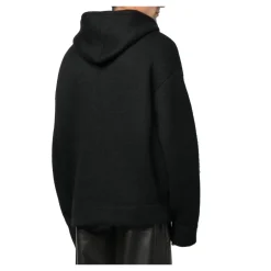 Knitted Hoodie with Logo Print