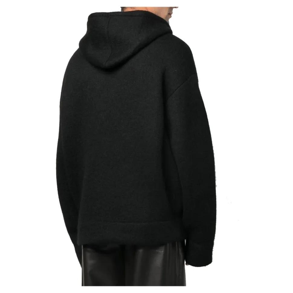 Knitted Hoodie with Logo Print