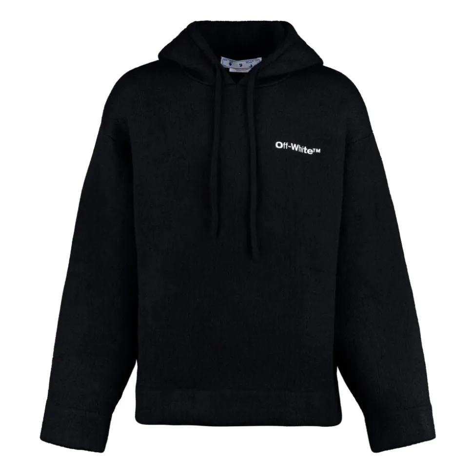 Knitted Hoodie with Logo Print
