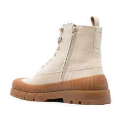 Lace-Up Side Zip Rubber Sole Boots