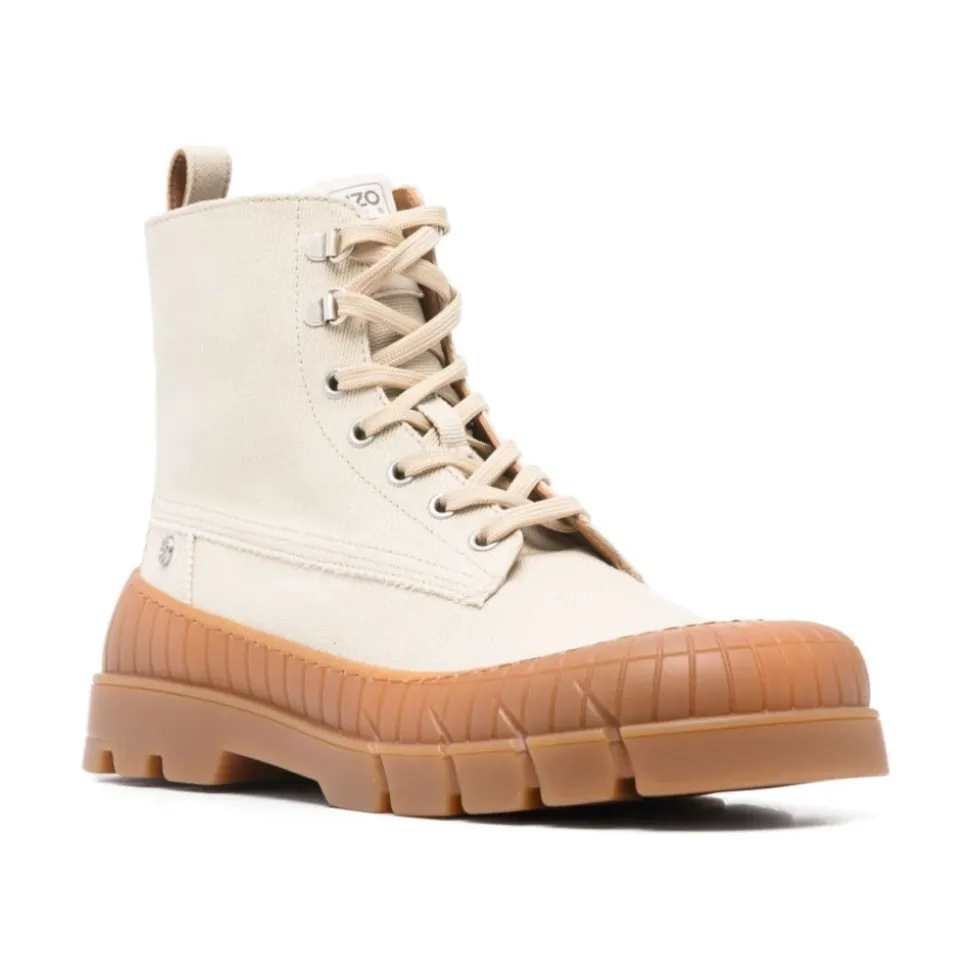 Lace-Up Side Zip Rubber Sole Boots