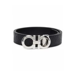 Leather Belt with Gancini Buckle