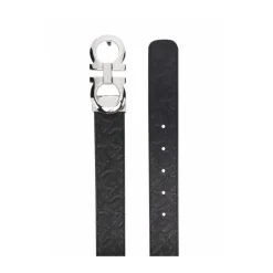 Leather Belt with Gancini Buckle