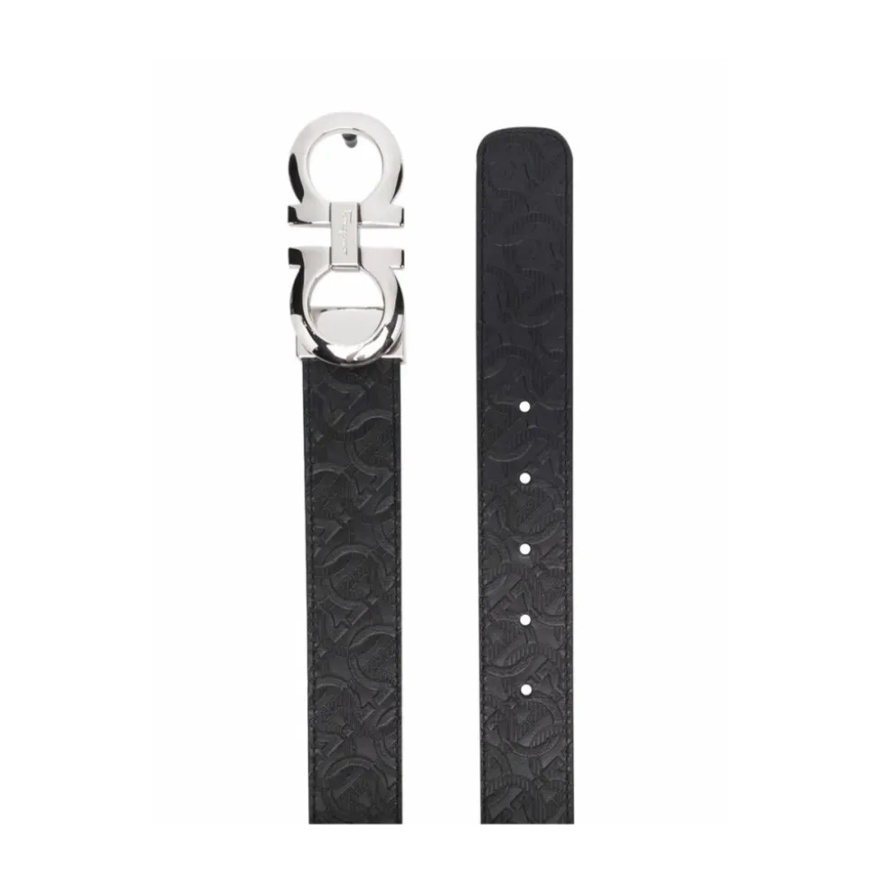 Leather Belt with Gancini Buckle