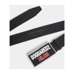Leather Belt with Logo Buckle