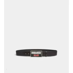 Leather Belt with Logo Buckle