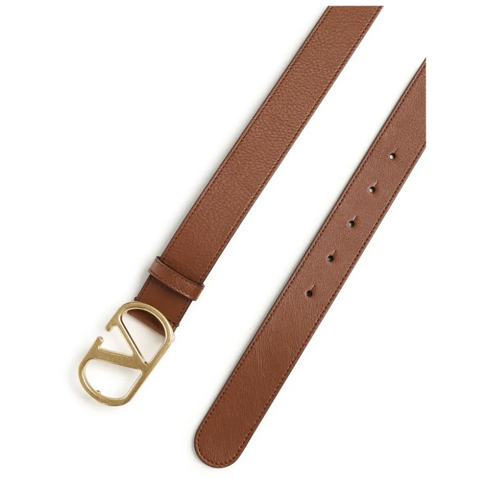 Leather Belt with VLogo Detail