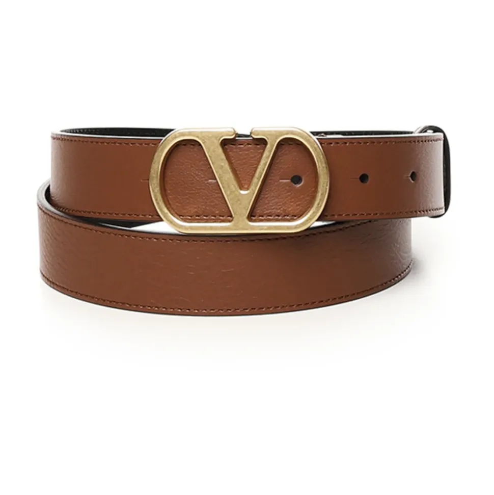 Leather Belt with VLogo Detail