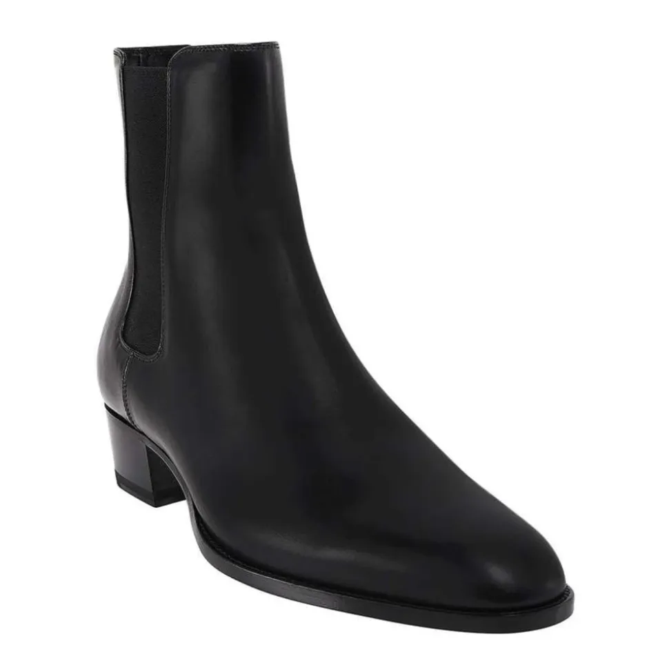 Leather Boots with Elastic Insert