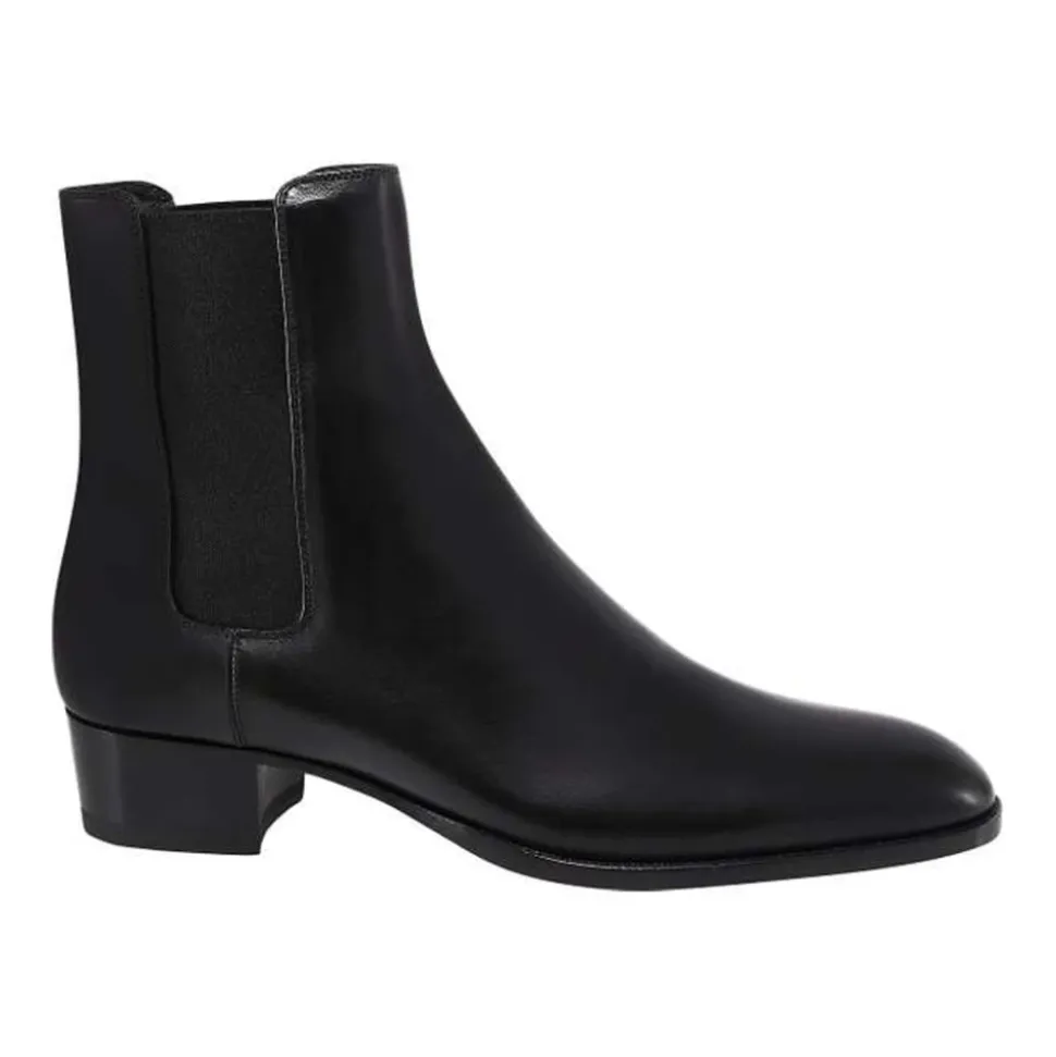 Leather Boots with Elastic Insert