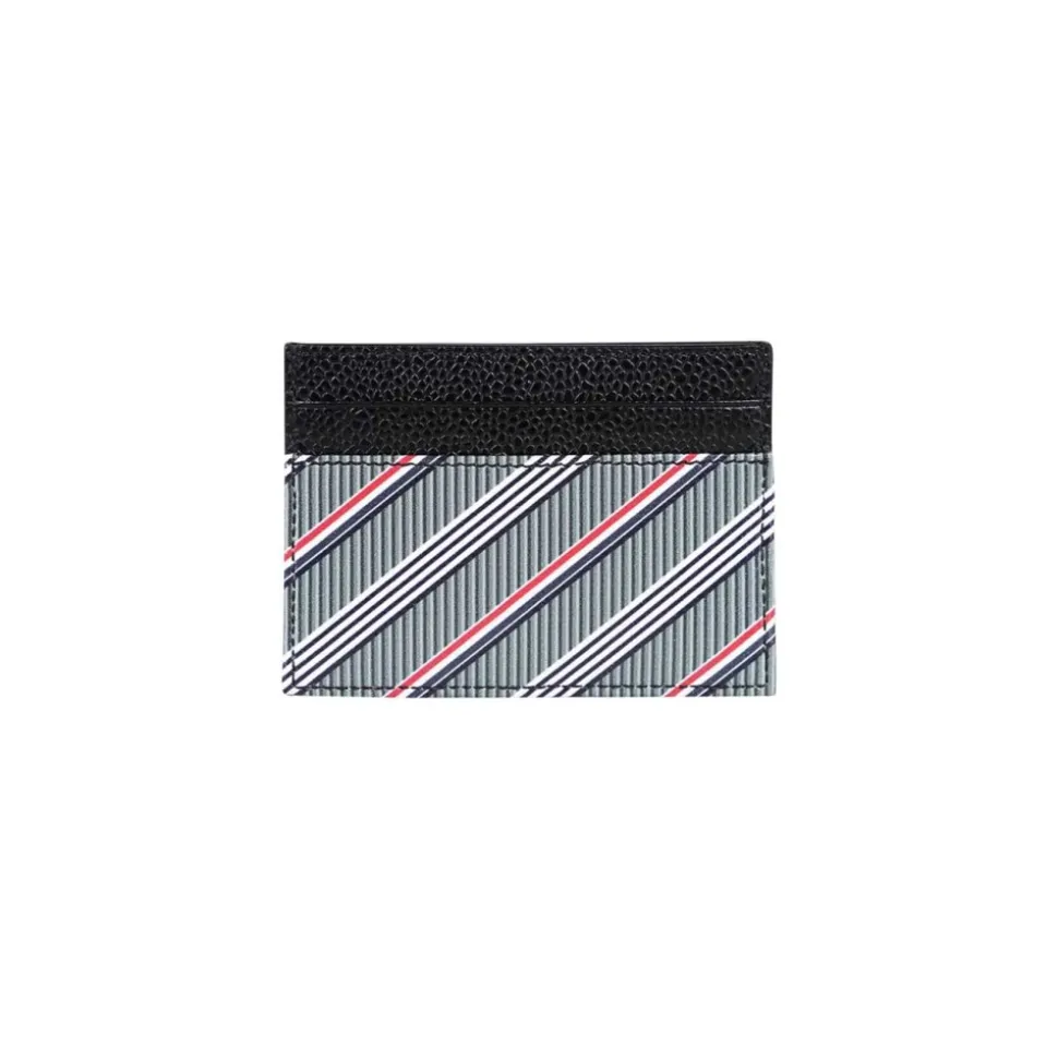Leather Card Holder with Tricolor Detail