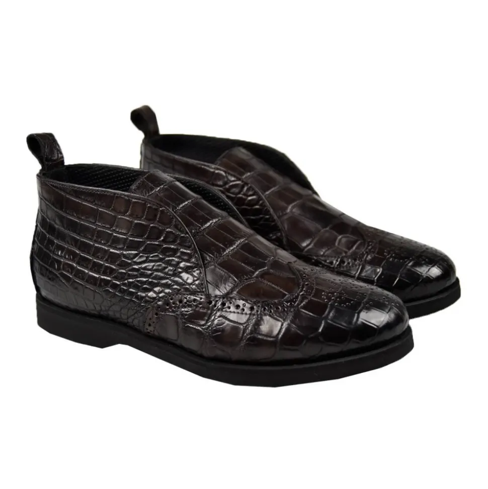 Leather Crocodile Boots