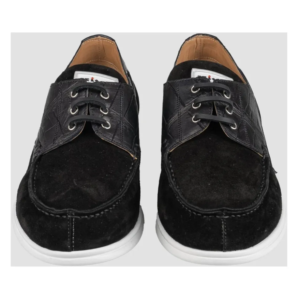 Leather Loafer with Crocodile Leather Inserts