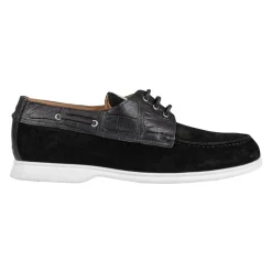 Leather Loafer with Crocodile Leather Inserts