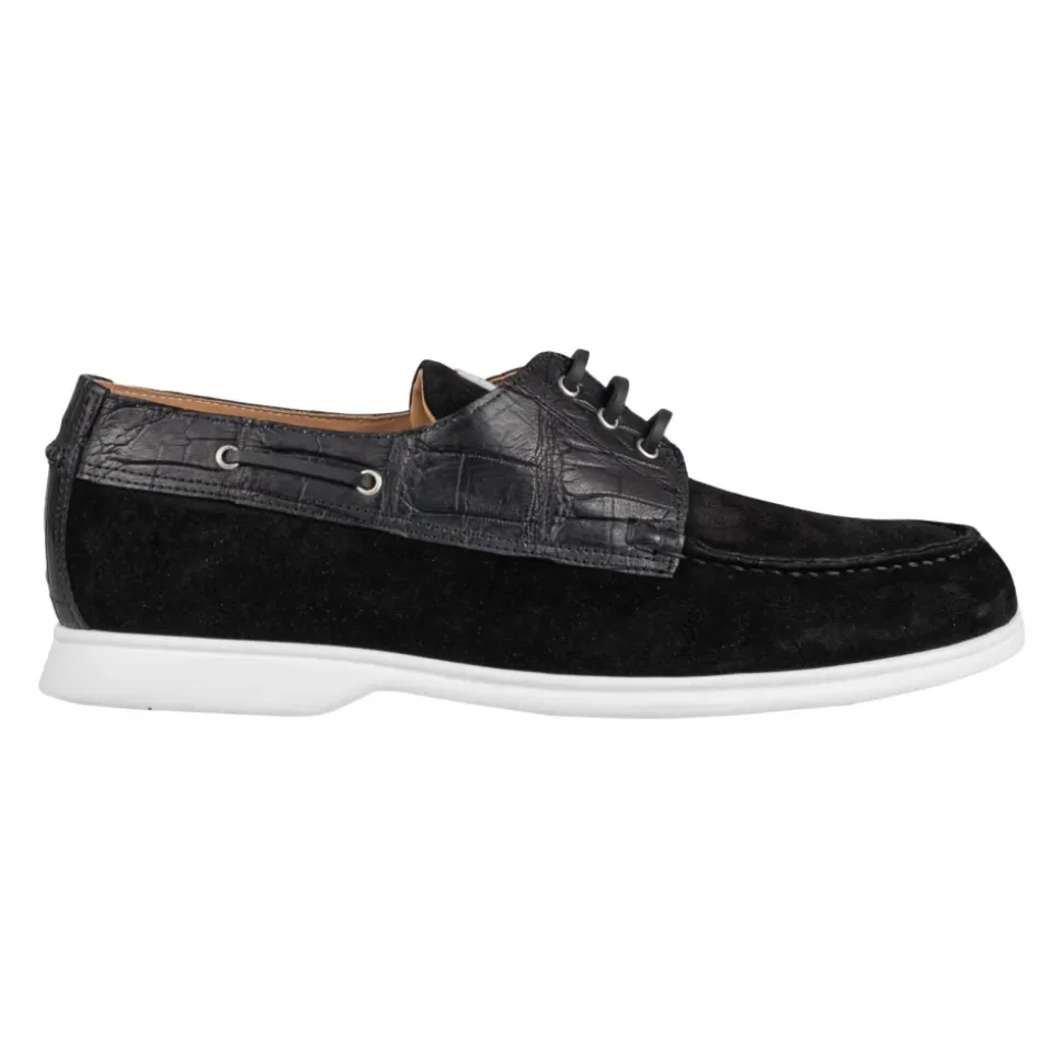 Leather Loafer with Crocodile Leather Inserts