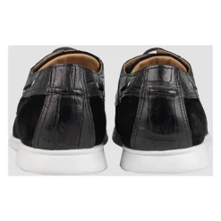 Leather Loafer with Crocodile Leather Inserts