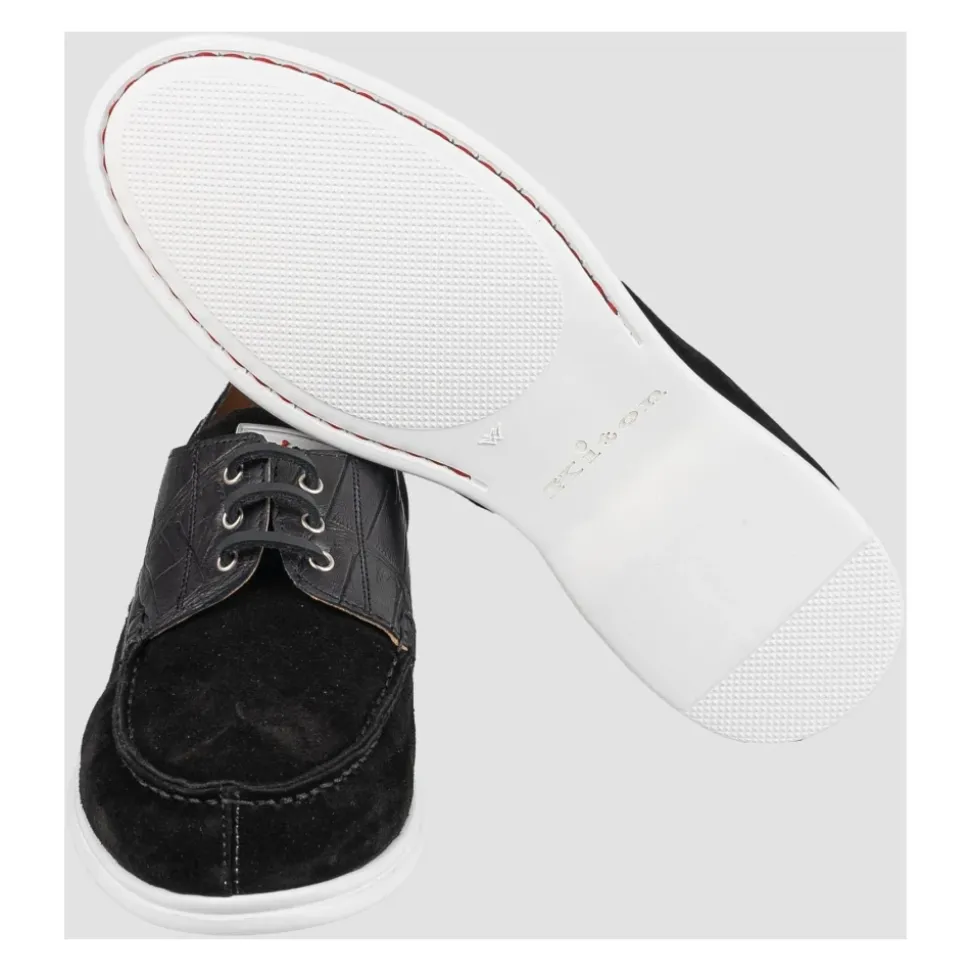 Leather Loafer with Crocodile Leather Inserts