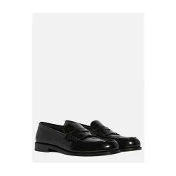 Leather Moccasins with Metal Logo Plate