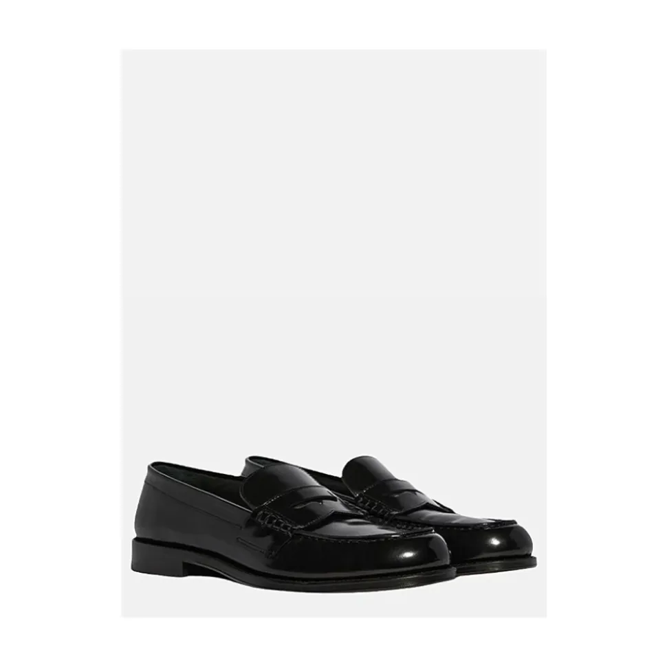 Leather Moccasins with Metal Logo Plate