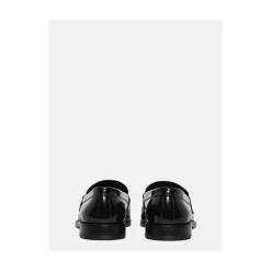 Leather Moccasins with Metal Logo Plate