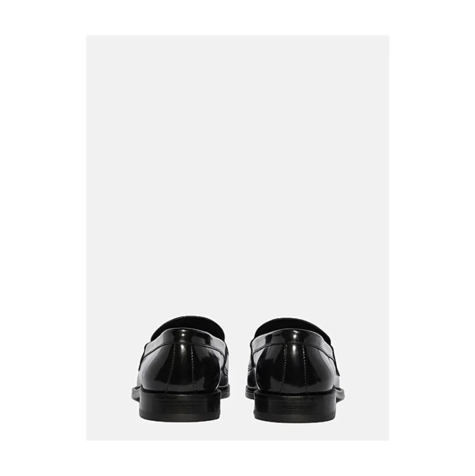 Leather Moccasins with Metal Logo Plate