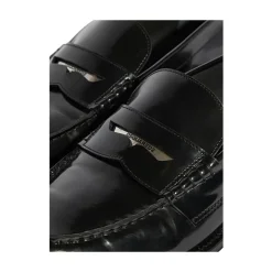Leather Moccasins with Metal Logo Plate