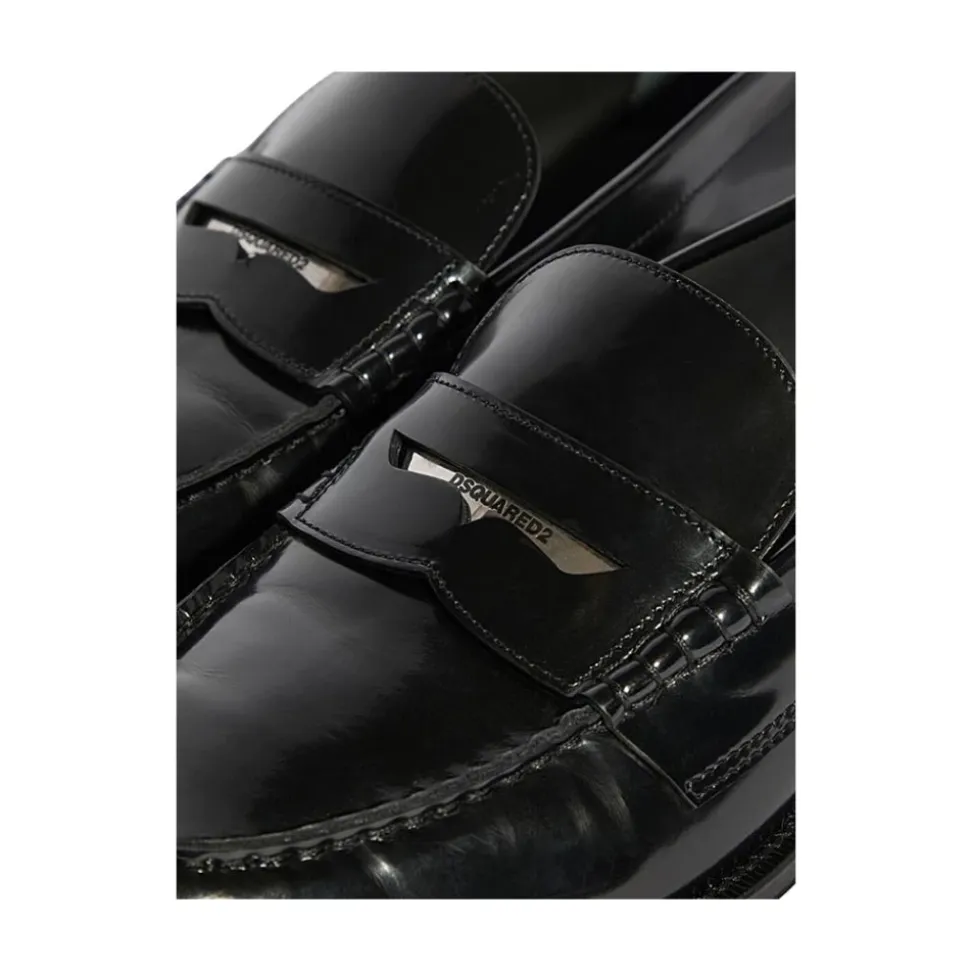 Leather Moccasins with Metal Logo Plate