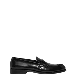 Leather Moccasins with Metal Logo Plate