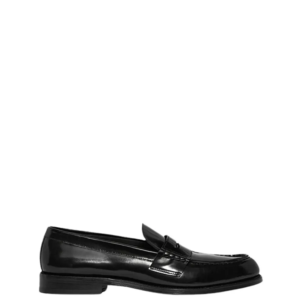 Leather Moccasins with Metal Logo Plate