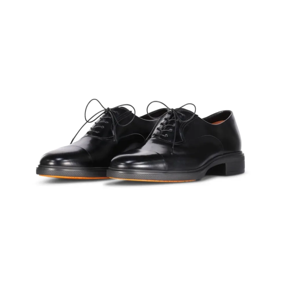 Leather Oxford Shoes with Elastic Inserts