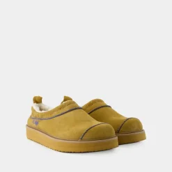 Leather Slip-On Slides - Camel