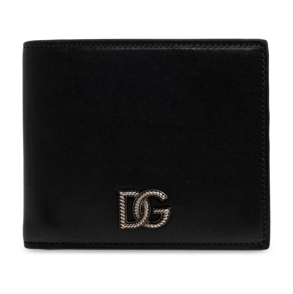 Leather Wallet with Logo-Shaped Appliqué