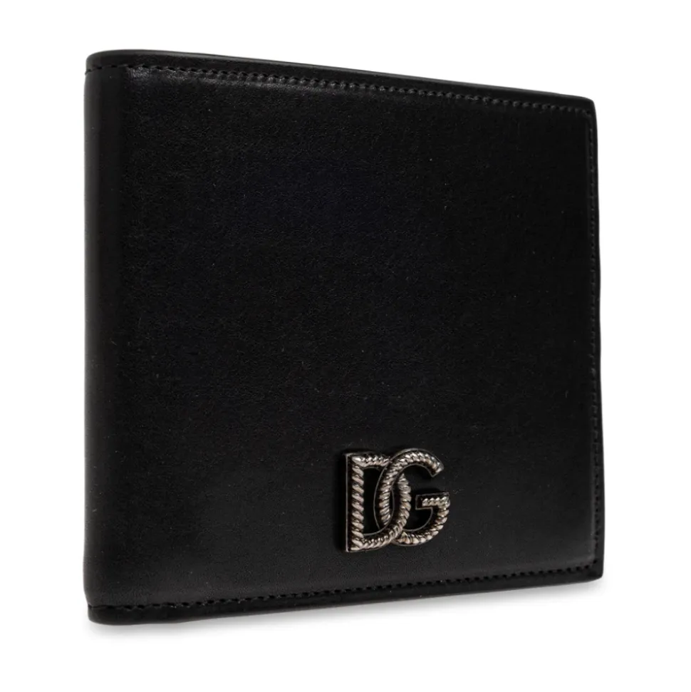 Leather Wallet with Logo-Shaped Appliqué