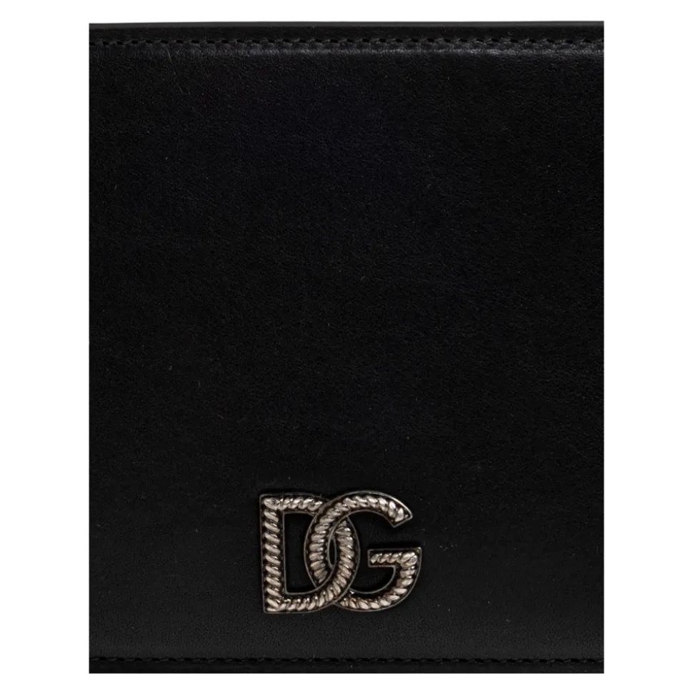 Leather Wallet with Logo-Shaped Appliqué