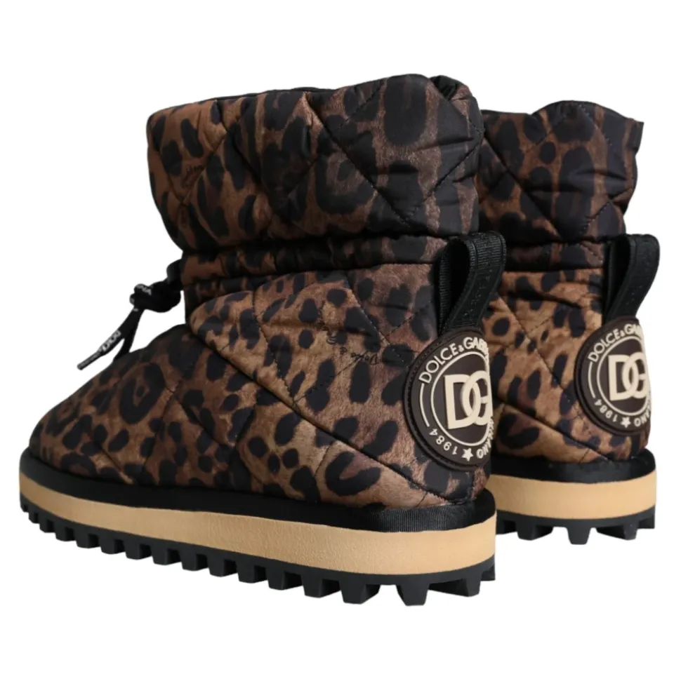 Leopard Ankle Boots Padded Shoes